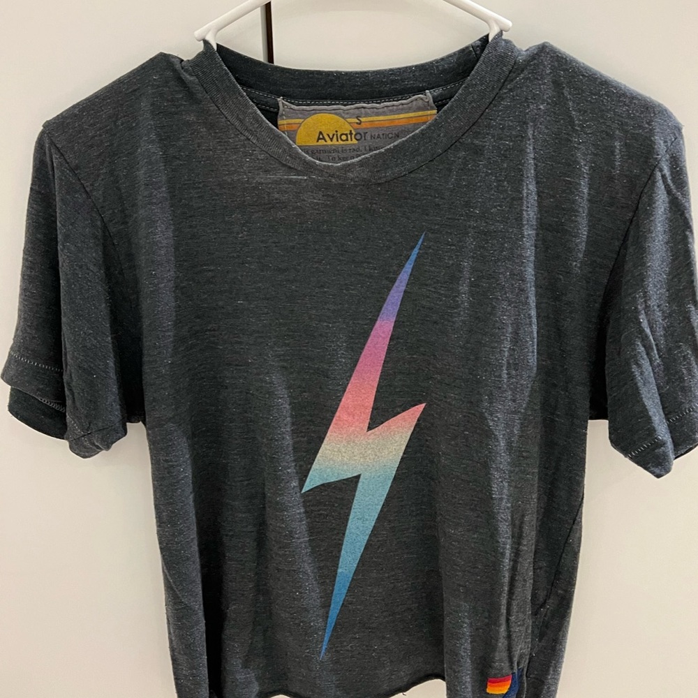 Charcoal gray bolt Aviator Nation tshirt